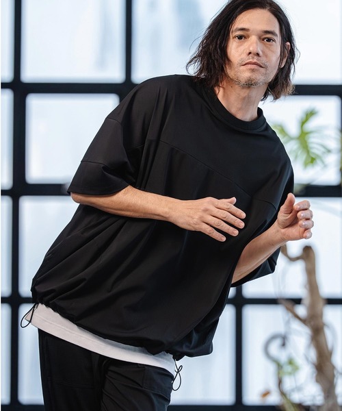 CAMBIO(カンビオ)の「mt10186-Stretch Nylon Short Sleeve Pullover ストレッチナイロンTシャツ(S66126cmb)(Tシャツ/カットソー・メンズ・ライトグレー/ブラック/ネイビー/チャコール・S/M/L)」の2枚目の写真