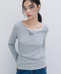 NUBASIC BUTTON LONG SLEEVE T-SHIRT GRAY