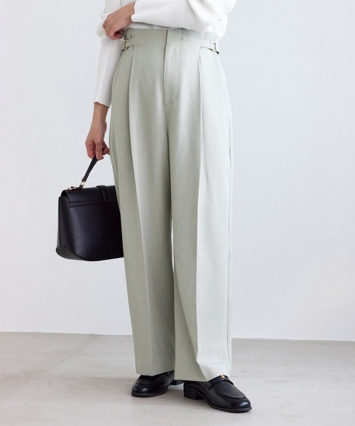 ROPE' PICNIC（ロペピクニック）の「【低身長・小柄さんサイズ】クリアツイルワイドパンツ/セレモニー・セットアップ対応（その他パンツ・レディース・ネイビー/グレー/ベージュ系その他2/グリーン系その他・M/S）」の4枚目の写真