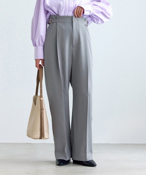 ROPE' PICNIC（ロペピクニック）の「【低身長・小柄さんサイズ】クリアツイルワイドパンツ/セレモニー・セットアップ対応（その他パンツ・レディース・ネイビー/グレー/ベージュ系その他2/グリーン系その他・M/S）」の2枚目の写真