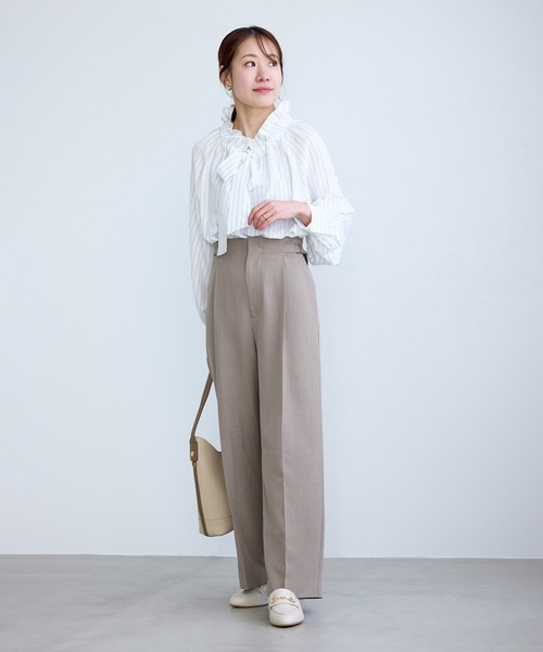 ROPE' PICNIC（ロペピクニック）の「【低身長・小柄さんサイズ】クリアツイルワイドパンツ/セレモニー・セットアップ対応（その他パンツ・レディース・ネイビー/グレー/ベージュ系その他2/グリーン系その他・M/S）」の12枚目の写真