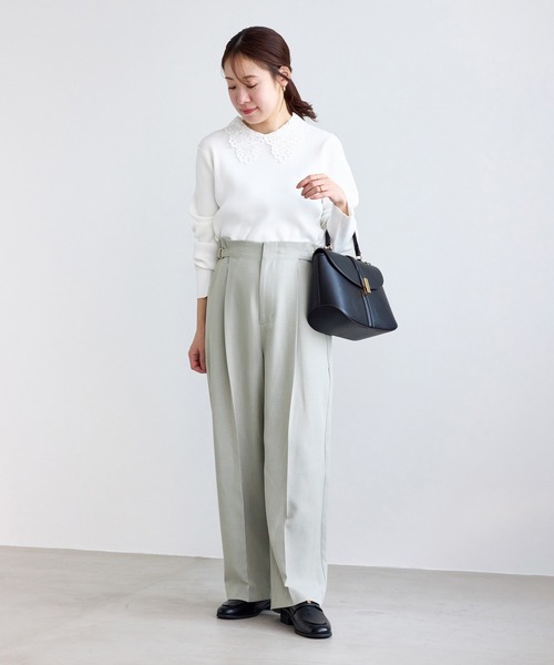 ROPE' PICNIC（ロペピクニック）の「【低身長・小柄さんサイズ】クリアツイルワイドパンツ/セレモニー・セットアップ対応（その他パンツ・レディース・ネイビー/グレー/ベージュ系その他2/グリーン系その他・M/S）」の15枚目の写真