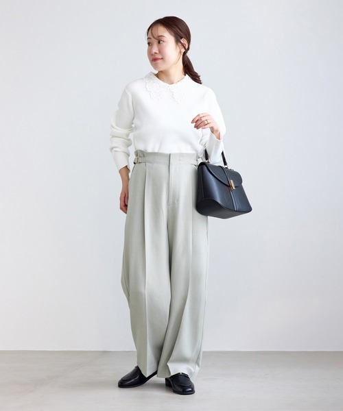 ROPE' PICNIC（ロペピクニック）の「【低身長・小柄さんサイズ】クリアツイルワイドパンツ/セレモニー・セットアップ対応（その他パンツ・レディース・ネイビー/グレー/ベージュ系その他2/グリーン系その他・M/S）」の16枚目の写真