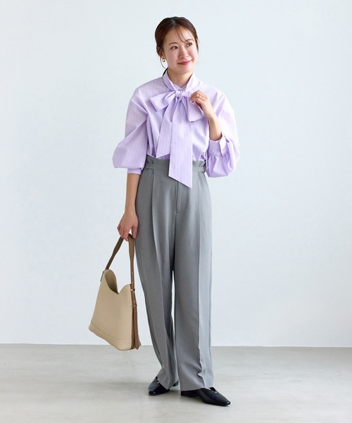 ROPE' PICNIC（ロペピクニック）の「【低身長・小柄さんサイズ】クリアツイルワイドパンツ/セレモニー・セットアップ対応（その他パンツ・レディース・ネイビー/グレー/ベージュ系その他2/グリーン系その他・M/S）」の6枚目の写真