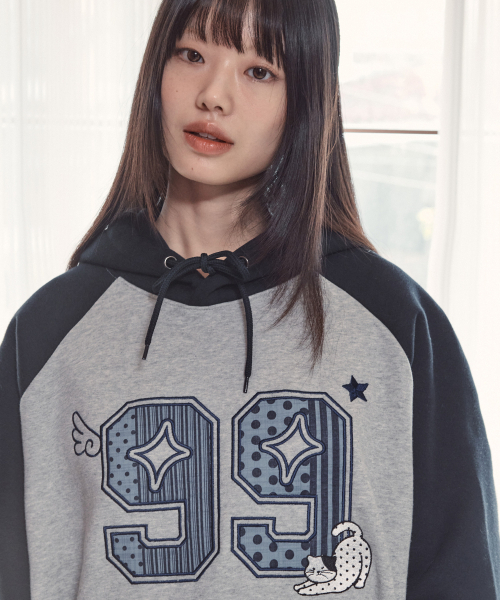 ambler(エムブラー)の「ドットキャット アップリケ刺繍 ラグランフードTシャツ AHP1218 (メランジ)(パーカー・レディース・その他・L/S/M)」の3枚目の写真