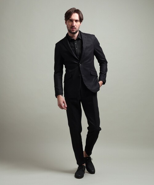 HIDEAWAYS NICOLE（ハイダウェイニコル）の「【HIDEAWAYS BLACK】ガムストレッチブライトシャンブレー2Bジャケット（テーラードジャケット・メンズ・ネイビー/ブラック・M/L/XL）」の3枚目の写真