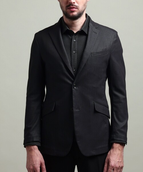 HIDEAWAYS NICOLE（ハイダウェイニコル）の「【HIDEAWAYS BLACK】ガムストレッチブライトシャンブレー2Bジャケット（テーラードジャケット・メンズ・ネイビー/ブラック・M/L/XL）」の5枚目の写真