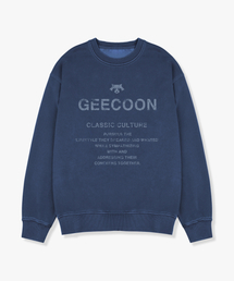 ピグメントダイビンテージレタリングスウェットシャツ GEE257-109 ブルー