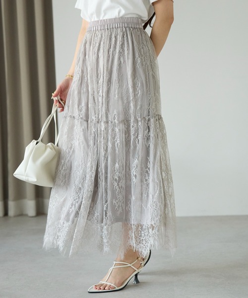 PREFERIR（プレフェリール）の「レースティアードロングスカート