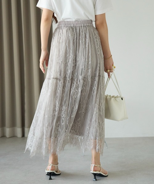 PREFERIR（プレフェリール）の「【春定番】レースティアードロングスカート（ペチコート付き）（スカート・レディース・グレー/ブラック・FREE）」の9枚目の写真