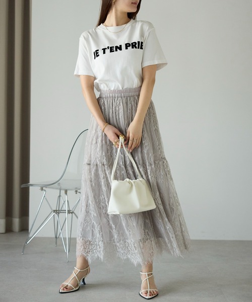 PREFERIR（プレフェリール）の「【春定番】レースティアードロングスカート（ペチコート付き）（スカート・レディース・グレー/ブラック・FREE）」の10枚目の写真