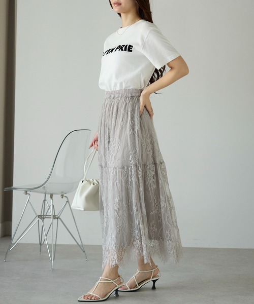 PREFERIR（プレフェリール）の「【春定番】レースティアードロングスカート（ペチコート付き）（スカート・レディース・グレー/ブラック・FREE）」の13枚目の写真