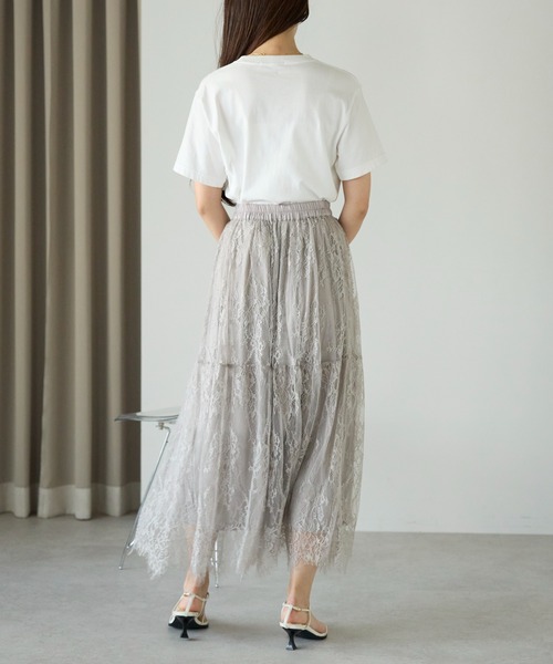 PREFERIR（プレフェリール）の「【春定番】レースティアードロングスカート（ペチコート付き）（スカート・レディース・グレー/ブラック・FREE）」の14枚目の写真