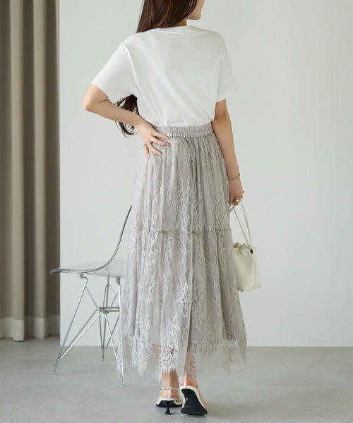 PREFERIR（プレフェリール）の「【春定番】レースティアードロングスカート（ペチコート付き）（スカート・レディース・グレー/ブラック・FREE）」の15枚目の写真