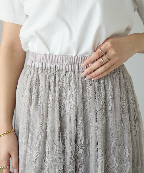 PREFERIR（プレフェリール）の「【春定番】レースティアードロングスカート（ペチコート付き）（スカート・レディース・グレー/ブラック・FREE）」の17枚目の写真