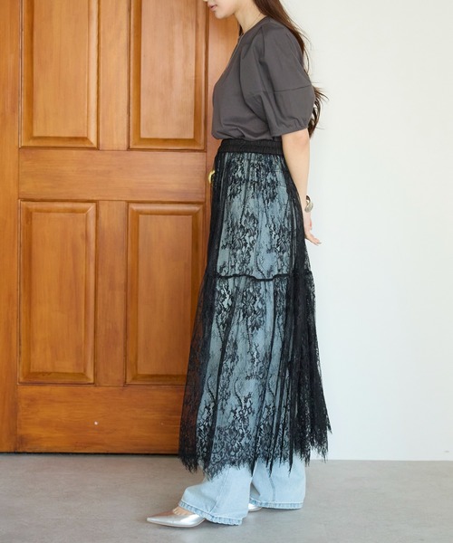 PREFERIR（プレフェリール）の「【春定番】レースティアードロングスカート（ペチコート付き）（スカート・レディース・グレー/ブラック・FREE）」の20枚目の写真