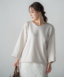 【WEB限定】《暖色美》裏起毛Vネックトップス≪手洗い≫