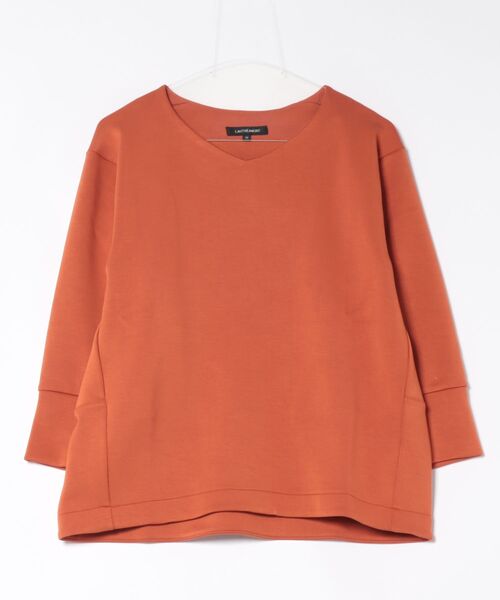 LAUTREAMONT(ロートレアモン)の「【WEB限定】《暖色美》裏起毛Vネックトップス≪手洗い≫(Tシャツ/カットソー・レディース・オレンジ/ネイビー/ベージュ/パープル/グリーン/キャメル・9号)」の9枚目の写真