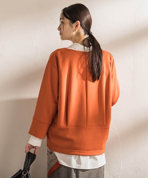 LAUTREAMONT(ロートレアモン)の「【WEB限定】《暖色美》裏起毛Vネックトップス≪手洗い≫(Tシャツ/カットソー・レディース・オレンジ/ネイビー/ベージュ/パープル/グリーン/キャメル・9号)」の15枚目の写真