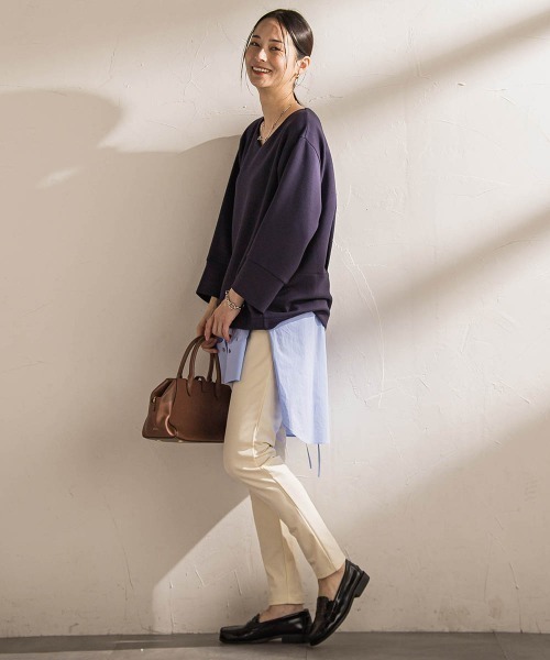 LAUTREAMONT(ロートレアモン)の「【WEB限定】《暖色美》裏起毛Vネックトップス≪手洗い≫(Tシャツ/カットソー・レディース・オレンジ/ネイビー/ベージュ/パープル/グリーン/キャメル・9号)」の21枚目の写真
