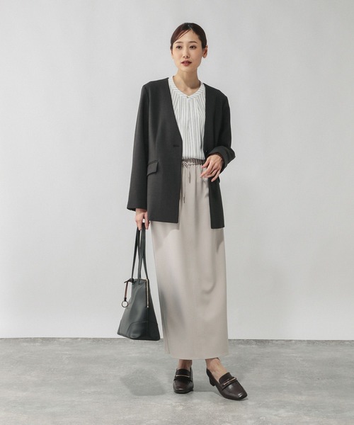 GLOBAL WORK（グローバルワーク）の「キレイつづく2WAYタック長袖/601017（Tシャツ/カットソー・レディース・ネイビー/オフホワイト/サックスブルー系/ホワイト系その他/サックスブルー・LARGE/MEDIUM/SMALL）」の10枚目の写真