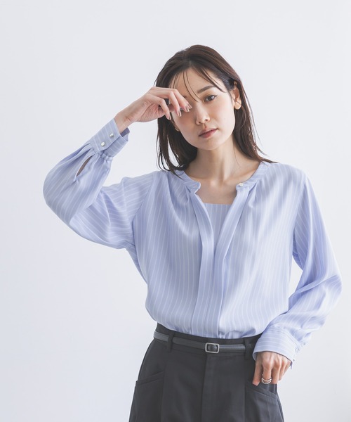 GLOBAL WORK(グローバルワーク)の「キレイつづく2WAYタック長袖/601017(Tシャツ/カットソー・レディース・ネイビー/オフホワイト/サックスブルー系/ホワイト系その他/サックスブルー・LARGE/MEDIUM/SMALL)」の22枚目の写真