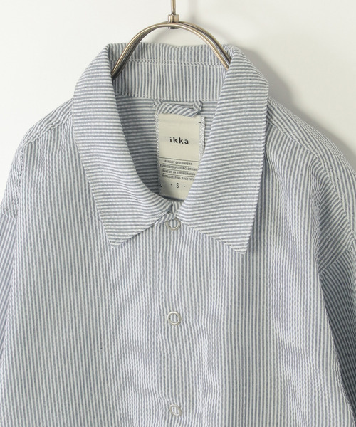 ikka(イッカ)の「【親子コーデ】サッカースナップシャウター(110~160cm)(シャツ/ブラウス・キッズ・ブルー・XL/L/M/S/XS)」の7枚目の写真