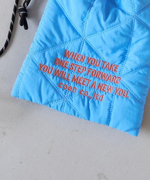 coen（コーエン）の「ロゴ刺繍 幾何柄 キルト巾着ショルダーバッグ（Sサイズ）（ショルダーバッグ・レディース・ライトブルー/ブラック/シルバー/ライム/ピンク/ホワイト/その他6・FREE）」の15枚目の写真