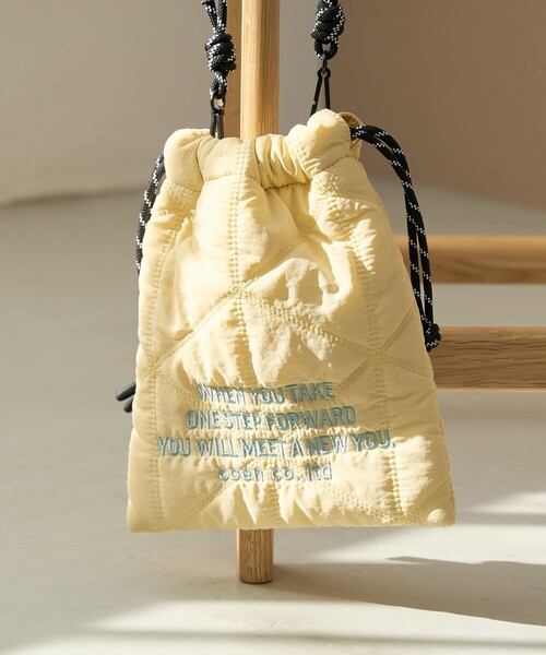 coen（コーエン）の「ロゴ刺繍 幾何柄 キルト巾着ショルダーバッグ（Sサイズ）（ショルダーバッグ・レディース・ライトブルー/ブラック/シルバー/ライム/ピンク/ホワイト/その他6・FREE）」の18枚目の写真