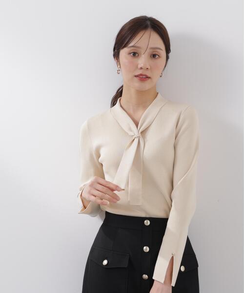 PROPORTION BODY DRESSING(プロポーションボディドレッシング)の「パールリングボウタイニット / 1216170214(ニット/セーター・レディース・ホワイト系その他/ピンク/グレー/ブルー・MEDIUM/SMALL)」の2枚目の写真