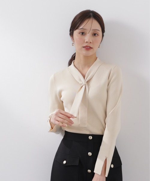 PROPORTION BODY DRESSING（プロポーションボディドレッシング）の「パールリングボウタイニット / 1216170214（ニット/セーター・レディース・ホワイト系その他/ピンク/グレー/ブルー・MEDIUM/SMALL）」の2枚目の写真