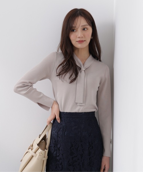 PROPORTION BODY DRESSING（プロポーションボディドレッシング）の「パールリングボウタイニット / 1216170214（ニット/セーター・レディース・ホワイト系その他/ピンク/グレー/ブルー・MEDIUM/SMALL）」の3枚目の写真