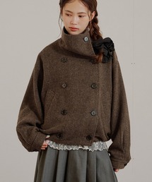 MUHET（ミュエータ）の「stand collar double breasted short coat / スタンドカラーダブルブレストショートブルゾン（ブルゾン）」