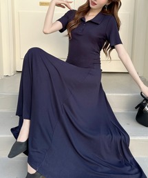 Ada.（エイダ）の「ウエストシェイプ ポロ フレア ワンピース（ワンピース）」