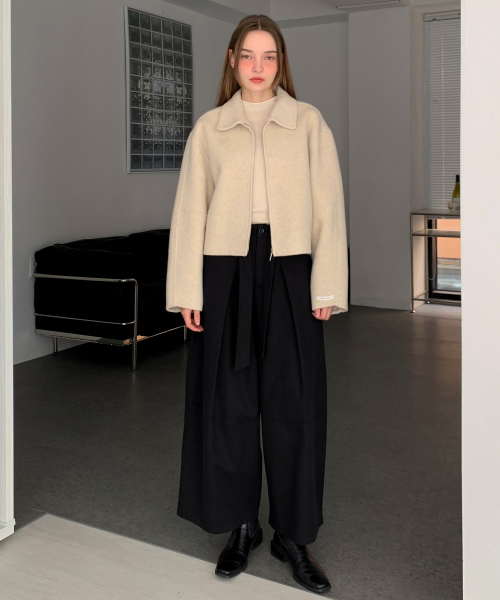 VASCARA(バスカラ)の「Handmade Wool Collar Basic Zip-up Jacket (2colors)(その他アウター・レディース・アイボリー/ネイビー・FREE)」の3枚目の写真