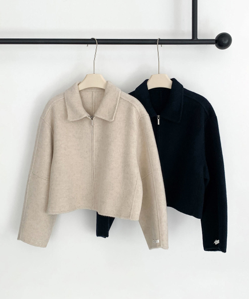 VASCARA(バスカラ)の「Handmade Wool Collar Basic Zip-up Jacket (2colors)(その他アウター・レディース・アイボリー/ネイビー・FREE)」の5枚目の写真