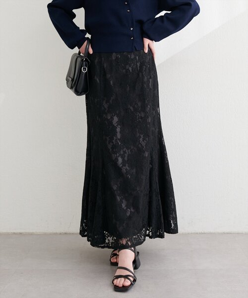 natural couture(ナチュラルクチュール)の「着丈変えられるレースマーメイドスカート(スカート・レディース・ミント/オフホワイト/ブラック/ピンクベージュ・FREE)」の12枚目の写真