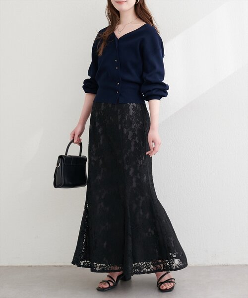 natural couture(ナチュラルクチュール)の「着丈変えられるレースマーメイドスカート(スカート・レディース・ミント/オフホワイト/ブラック/ピンクベージュ・FREE)」の13枚目の写真