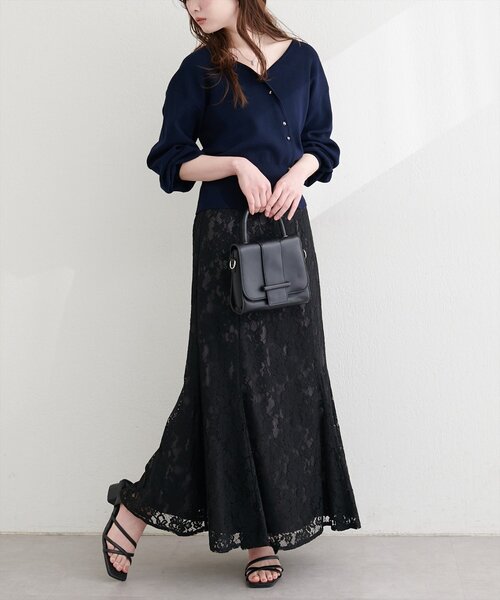 natural couture(ナチュラルクチュール)の「着丈変えられるレースマーメイドスカート(スカート・レディース・ミント/オフホワイト/ブラック/ピンクベージュ・FREE)」の14枚目の写真