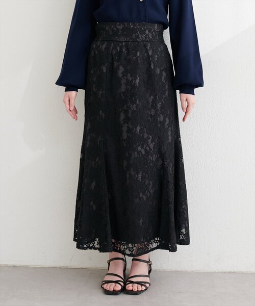 natural couture(ナチュラルクチュール)の「着丈変えられるレースマーメイドスカート(スカート・レディース・ミント/オフホワイト/ブラック/ピンクベージュ・FREE)」の19枚目の写真