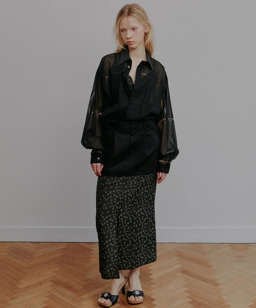 IRENENNE(アイレネ)の「フローラルジャカードレイヤードスカート / Floral Jacquard Layered Skirt(スカート・レディース・ブラック・38/36/34)」の8枚目の写真
