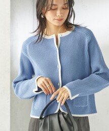 SHIPS | 〈手洗い可能〉綿混 ウェーブ モール リブ 配色 カーディガン(カーディガン/ボレロ)