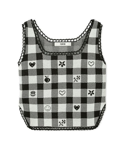 FURFUR（ファーファー）の「ギンガムジャガードプルオーバー（ニット/セーター・レディース・ライム/サックスブルー/ブラック・F）」の2枚目の写真