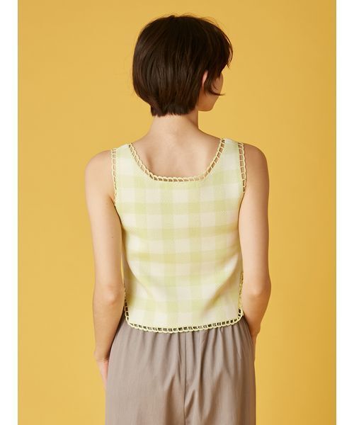 FURFUR（ファーファー）の「ギンガムジャガードプルオーバー（ニット/セーター・レディース・ライム/サックスブルー/ブラック・F）」の5枚目の写真