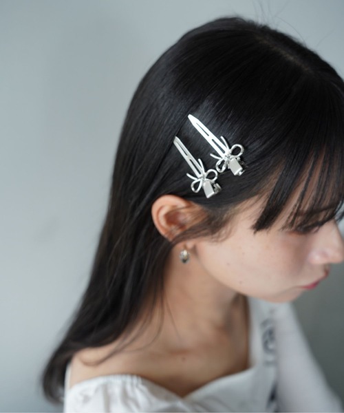 SANSeLF(サンセルフ)の「【SANSeLF】リボンモチーフヘアクリップ saa26s024(ヘアピン・レディース・シルバー・FREE)」の2枚目の写真