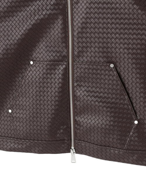 DANKE SCHON（ダンケシェーン）の「DankeSchon/ダンケシェーン/WOVEN FAUX LEATHER BLOUSON（その他アウター・レディース・ブラウン/ブラック・L/M）」の6枚目の写真