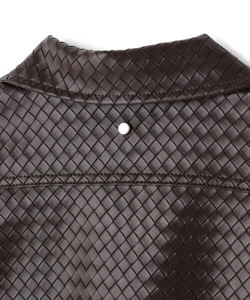 DANKE SCHON（ダンケシェーン）の「DankeSchon/ダンケシェーン/WOVEN FAUX LEATHER BLOUSON（その他アウター・レディース・ブラウン/ブラック・L/M）」の9枚目の写真