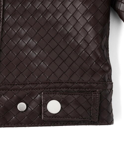 DANKE SCHON（ダンケシェーン）の「DankeSchon/ダンケシェーン/WOVEN FAUX LEATHER BLOUSON（その他アウター・レディース・ブラウン/ブラック・L/M）」の10枚目の写真