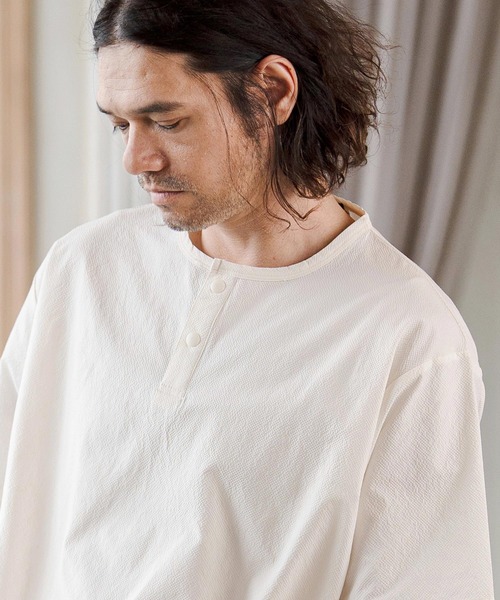 CAMBIO（カンビオ）の「mt10274- 裾ドローコードヘンリーTシャツ(CA02-63216)（Tシャツ/カットソー・メンズ・ブラック/グレー/アイボリー・XL/L/M）」の14枚目の写真