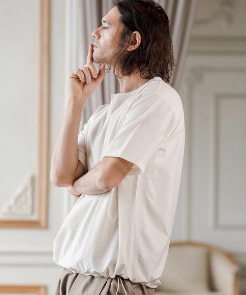 CAMBIO（カンビオ）の「mt10274- 裾ドローコードヘンリーTシャツ(CA02-63216)（Tシャツ/カットソー・メンズ・ブラック/グレー/アイボリー・XL/L/M）」の15枚目の写真